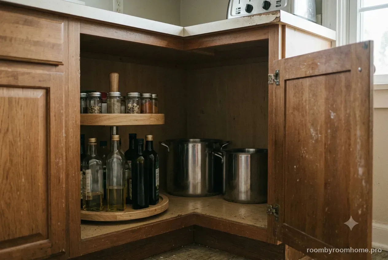 The corner kitchen cabinet set up the way this guide describes