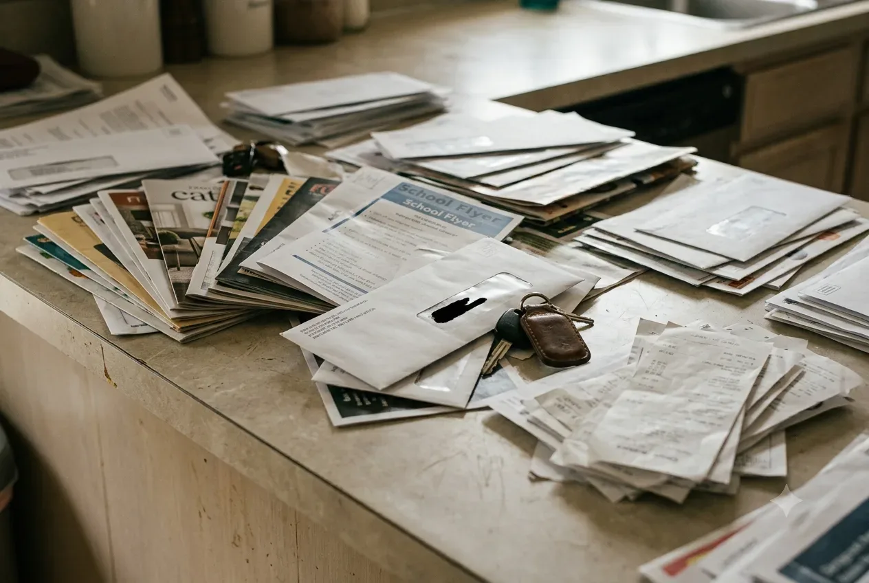 Paperwork and mail before organizing — the common problem this guide fixes