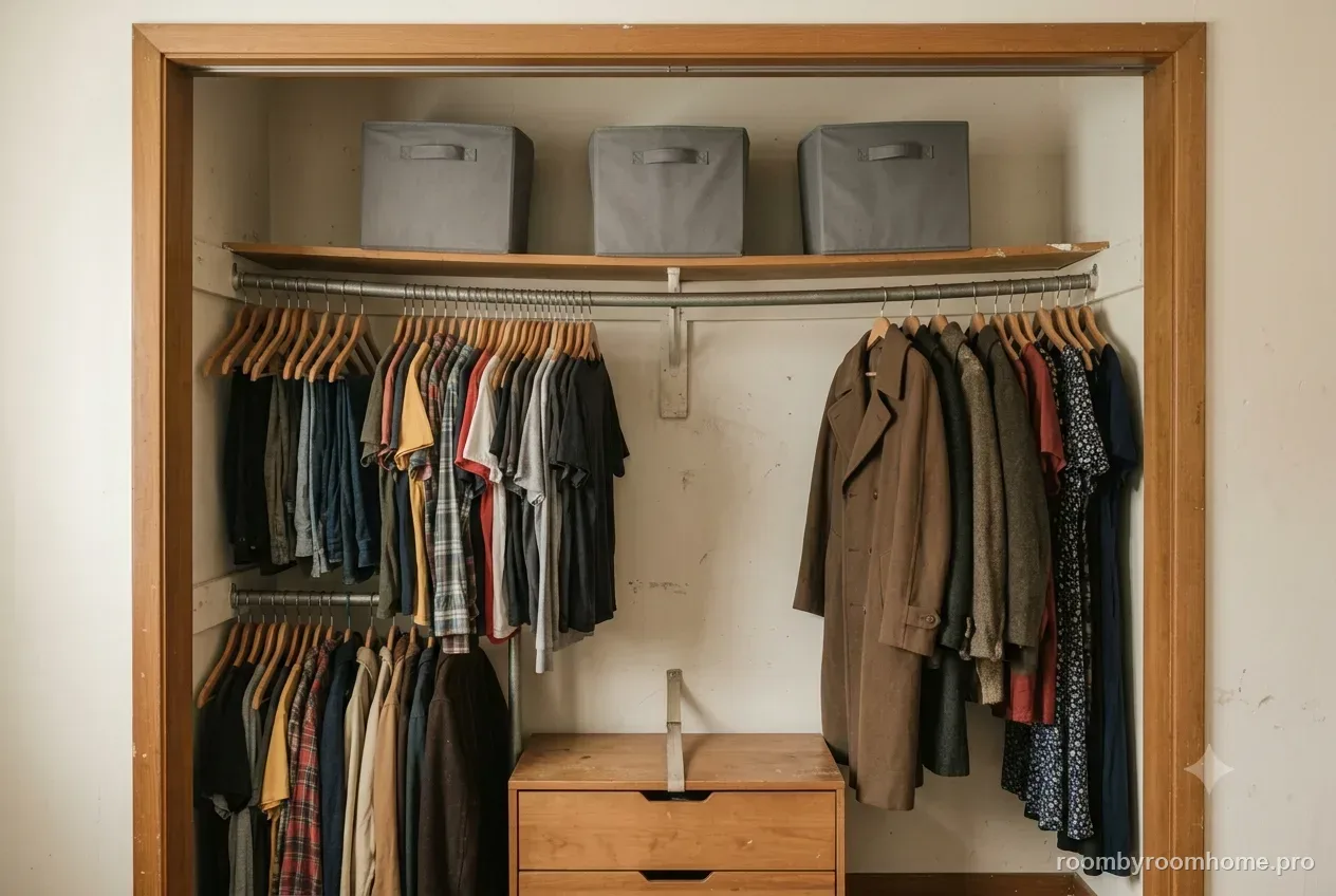 A small reach-in closet set up the way this guide describes